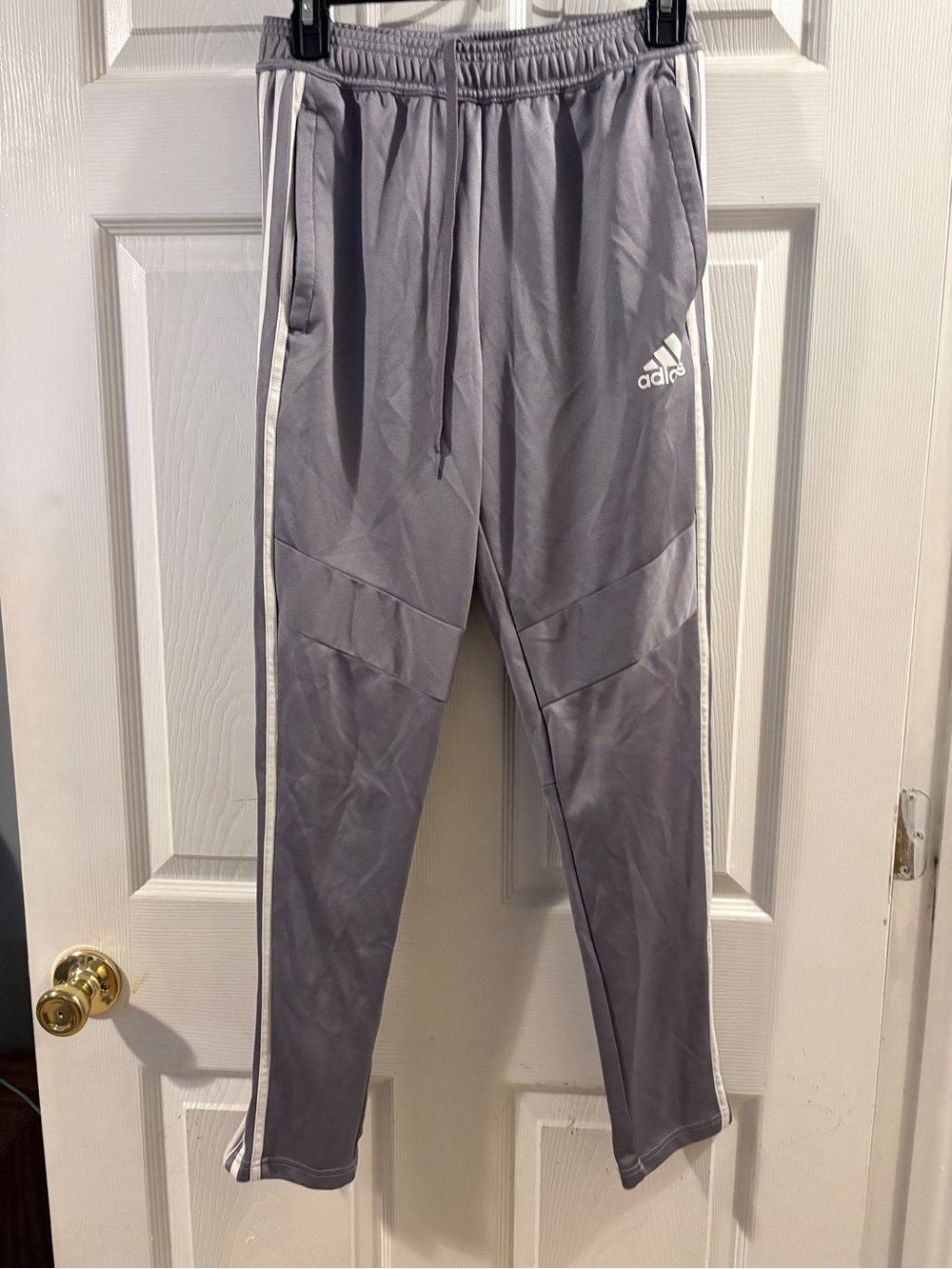 adidas Gray Track Pants with White Side Stripes